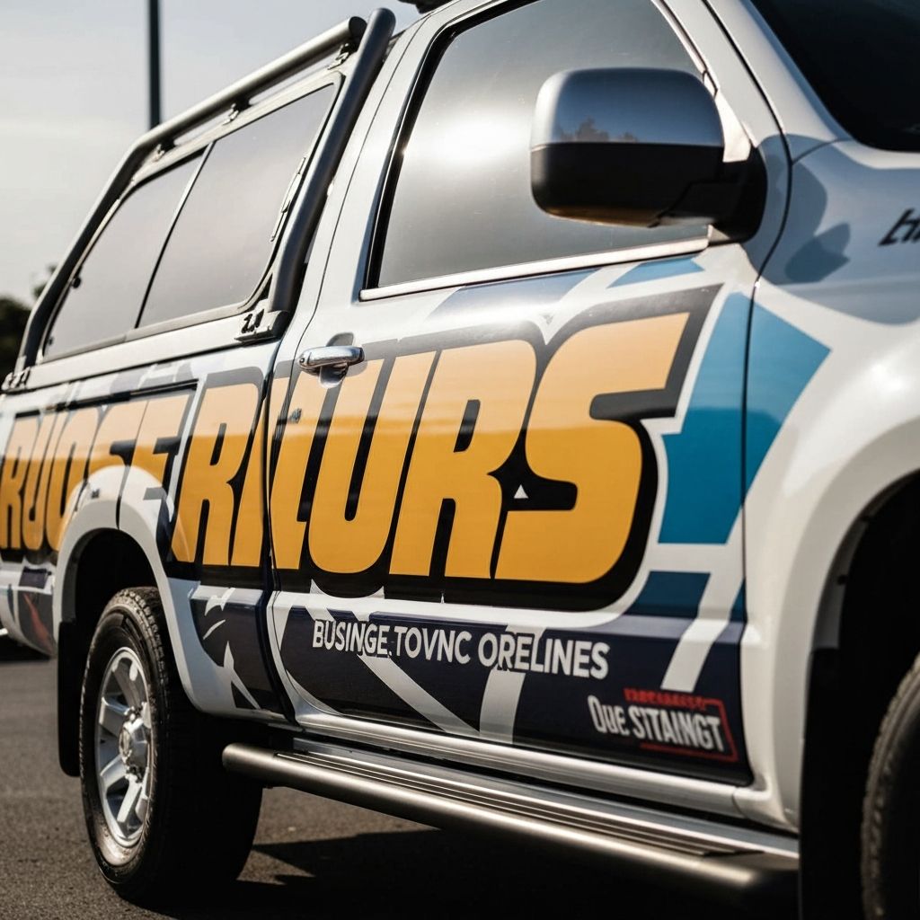 Custom vinyl wrap graphics applied to a commercial vehicle